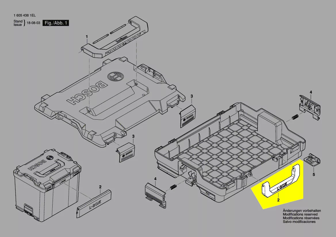 poignée face avant valise L-Boxx Bosch 2ème génération